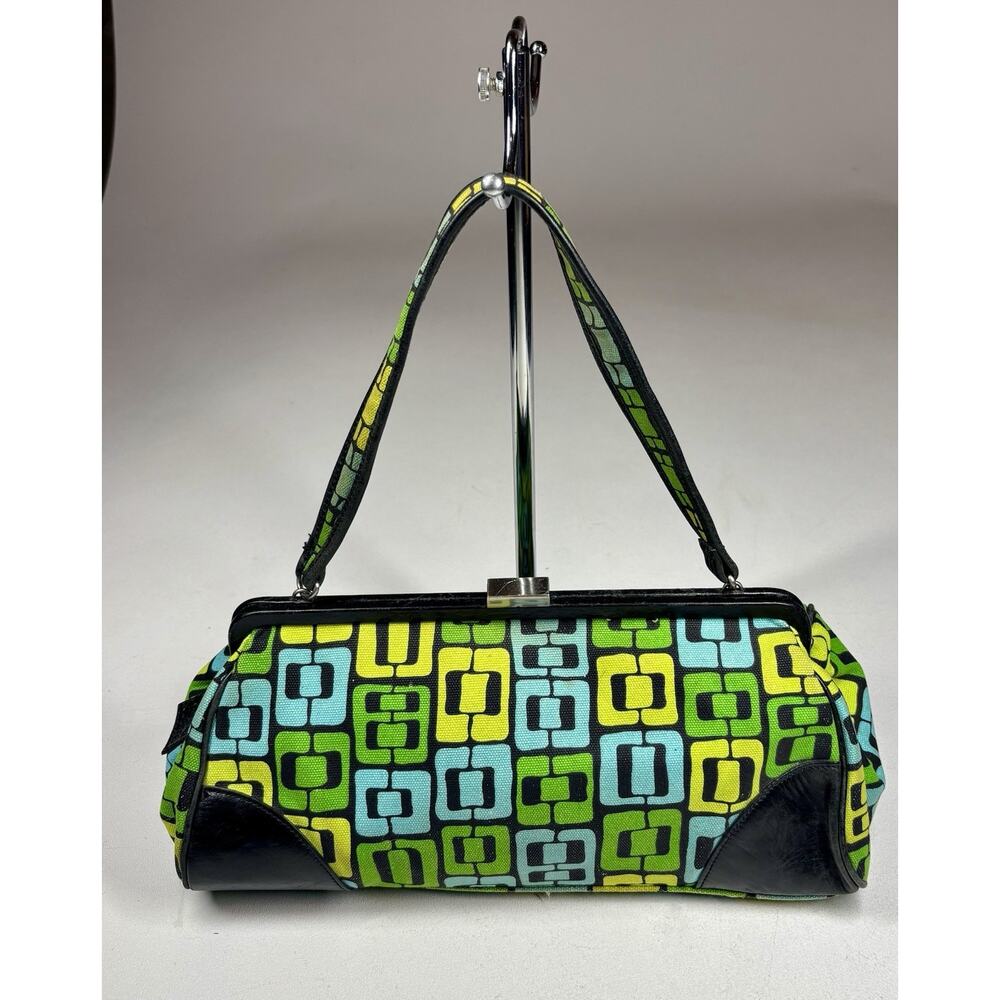 Angela Adams Vintage Y2K Mod Geometric Frame Bag Green MCM Purse Maine Designer